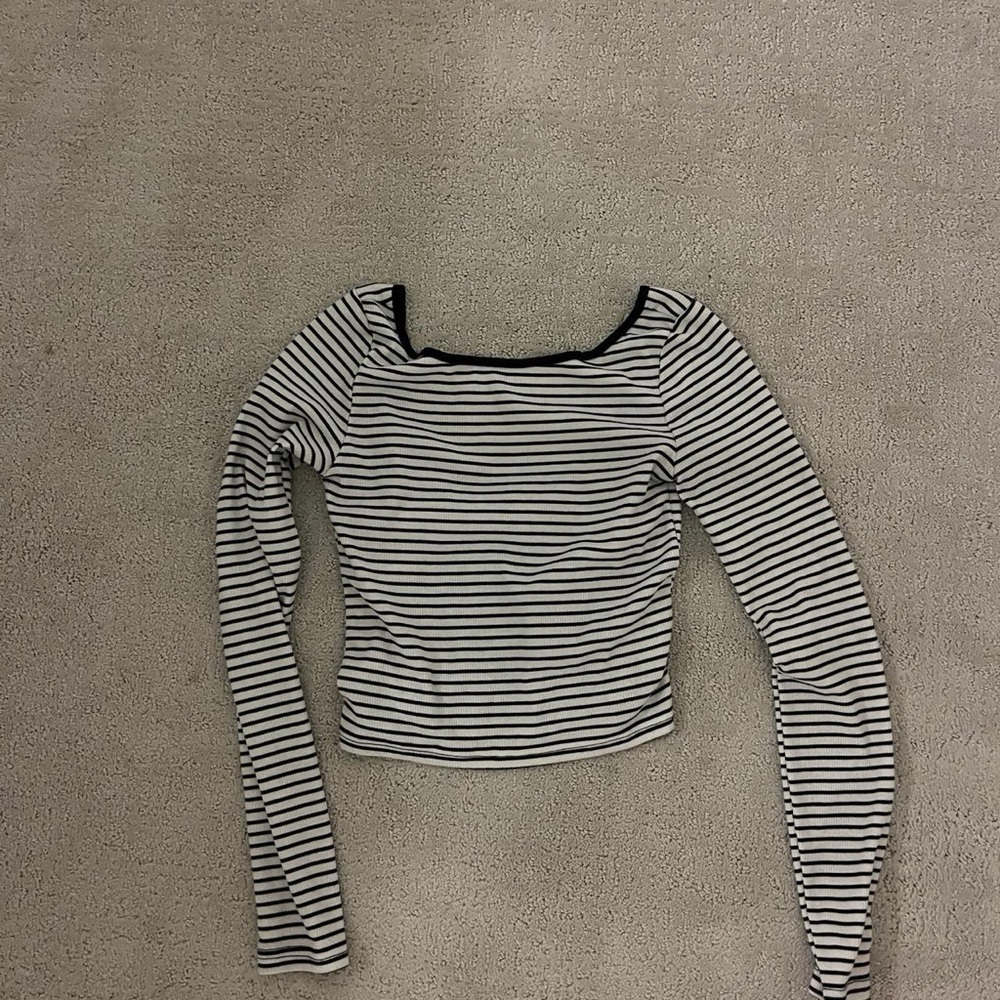 Edikted Black and White Striped Long Sleeve Top